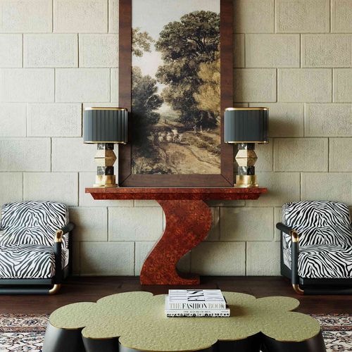 Consolle contemporanea - PLUME  - Hommés Studio - in marmo / con supporto in legno impiallacciato / rettangolare