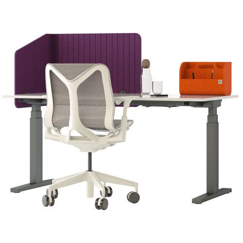 Divisorio per ufficio su scrivania - WRAP - Impact Acoustic - in PET / insonorizzato / beige