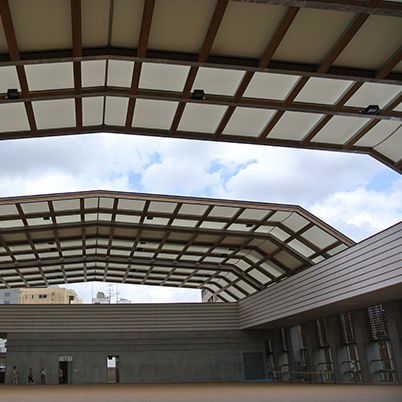 Membrana architettonica in tessuto - FGT-800(ELEMENTARY SCHOOL, KINDERGARTEN IN TOKYO） - Chukoh Chemical Industries,Ltd. - in fluoropolimero / PTFE / in tessuto di vetro rivestito PTFE
