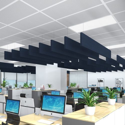 Baffle acustico in tessuto - AMFOLD - The Acoustics Company SAS - in lana di vetro / da soffitto / rettangolare