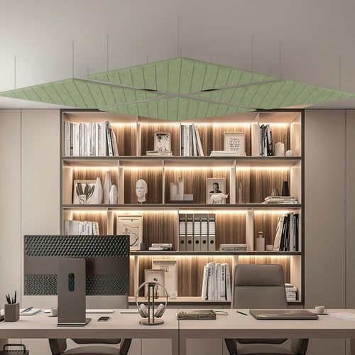 Baffle acustico in PET - ATMOS - The Acoustics Company SAS - da soffitto / rettangolare / triangolare