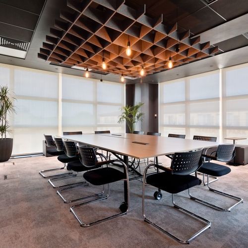 Baffle acustico in PET - LATTICE - The Acoustics Company SAS - da soffitto / quadrato / ignifugo