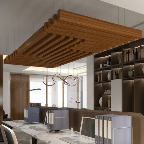 Baffle acustico in legno - LINEAR BEAM - The Acoustics Company SAS - in fibra di poliestere / da soffitto / rettangolare