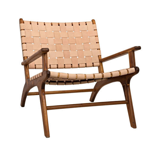 Chaise longue contemporanea - My Bali Living - in pelle / in teak / 1 posto