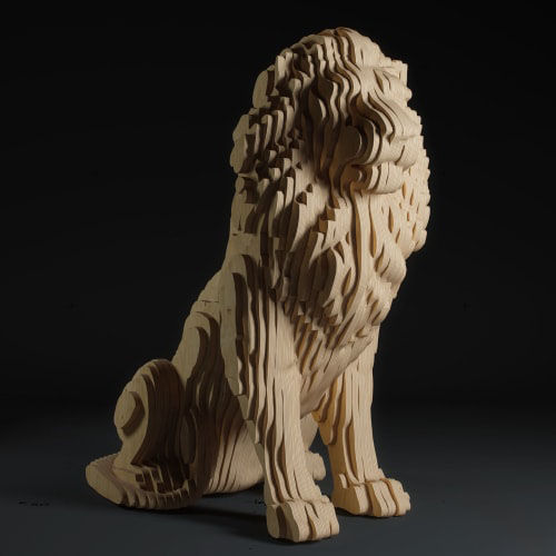 Scultura in betulla - Lion - MyWoodream - in compensato / animale / contemporanea