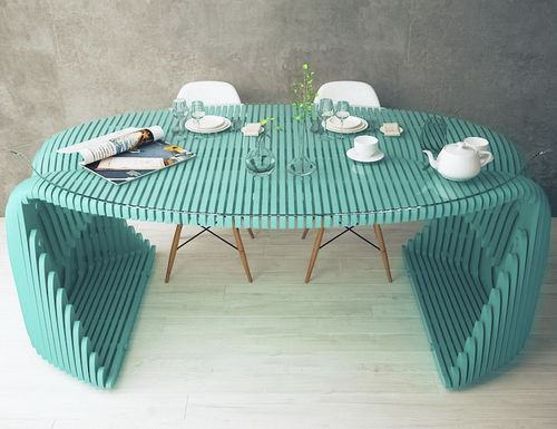 Tavolo da pranzo design originale - Selesta - MyWoodream - in vetro / con supporto in legno / ovale