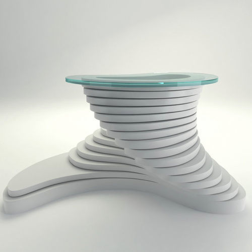 Tavolo design originale - Pareya - MyWoodream - in vetro / con supporto in legno / rotondo