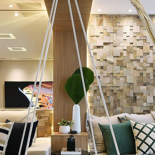 Lastra di paramento in basalto - VULCANO SQUARE PUZZLE - BRAZILIAN STONES - indoor / per esterni / da incollare