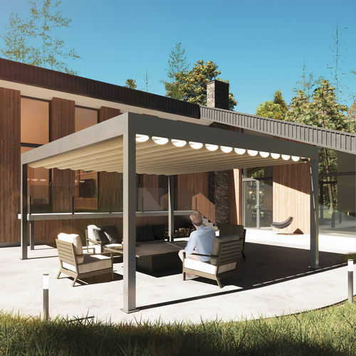 Pergola autoportante - PLUS - Motorline Professional - in alluminio / in tessuto / con copertura scorrevole in tela PVC