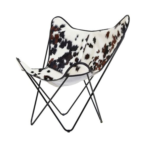 Sedia design originale - BKF SOFT NATURAL NORMANDE COWHIDE - Butterfly Original - da interno / in pelle di mucca / con supporto in acciaio
