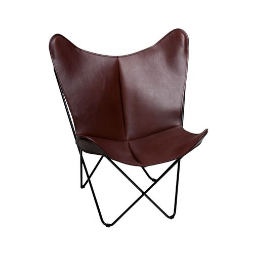 Sedia design originale - BKF SOFT DARK BROWN WAXED - Butterfly Original - da interno / in pelle / con supporto in acciaio