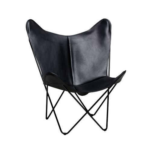 Sedia design originale - BKF SOFT WAXED - Butterfly Original - da interno / in pelle / con supporto in acciaio
