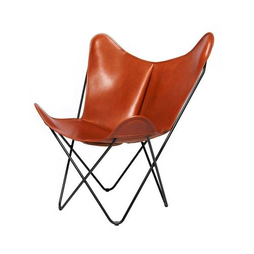 Sedia design originale - BKF SOFT WAXED - Butterfly Original - da interno / in pelle / con supporto in acciaio