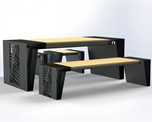 Tavolo da picnic contemporaneo - Printemps - URBAN TENDANCES - in legno esotico / in corten / con supporto in metallo