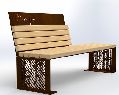 Panca per spazi pubblici contemporanea - Mosaïque - URBAN TENDANCES - in legno esotico / in acciaio / con schienale