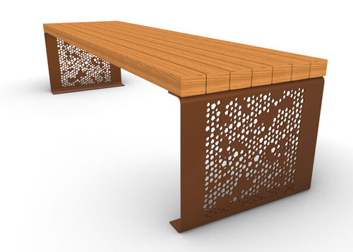 Panca per spazi pubblici contemporanea - Mosaïque - URBAN TENDANCES - in legno / in acciaio COR-TEN® / senza schienale