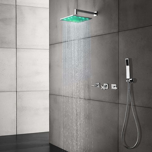 Soffione doccia da incasso - TAGRESS LED - FontanaShowers - quadrato / con illuminazione incorporata