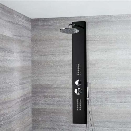 Colonna doccia in acciaio inossidabile - A805 - FontanaShowers - nera / da parete / contemporanea