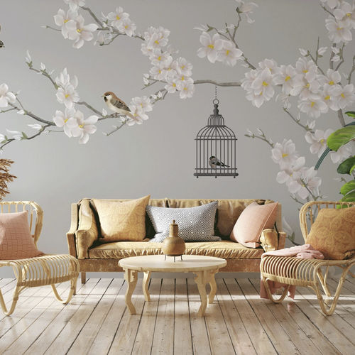 Carta da parati contemporanea - romantique arbre en floraison - MuralConcept - in tessuto non tessuto / con motivi floreali / multicolore
