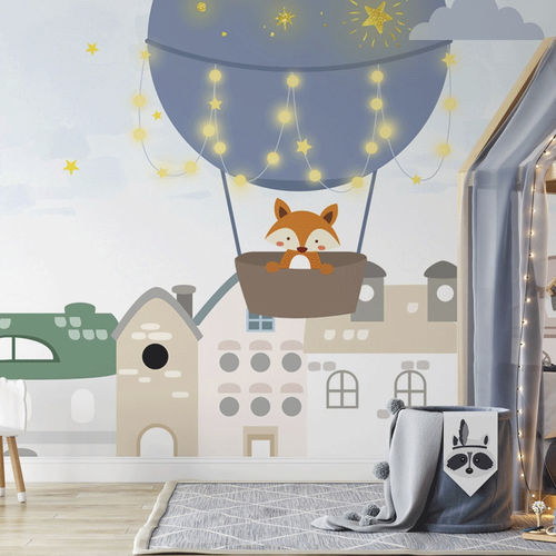 Carta da parati contemporanea - renard & montgolfière - MuralConcept - in tessuto non tessuto / panoramica / con motivo per bambini