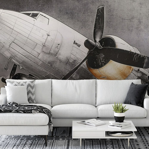 Carta da parati vintage - réaliste aviation pilote - MuralConcept - in tessuto non tessuto / panoramica / multicolore