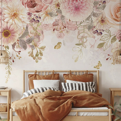 Carta da parati contemporanea - Mademoiselle  - MuralConcept - in tessuto non tessuto / con motivi floreali / multicolore