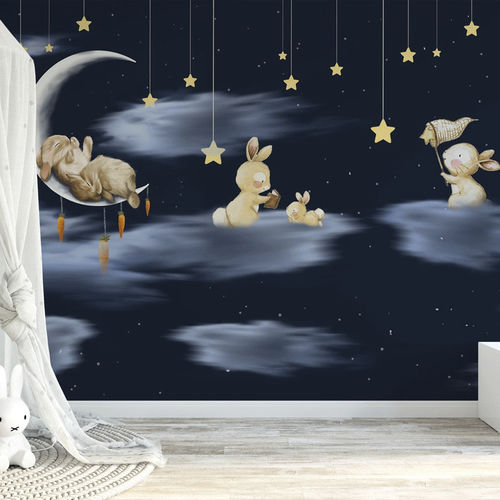Carta da parati contemporanea - nuit étoilé lune - MuralConcept - in tessuto non tessuto / panoramica / multicolore
