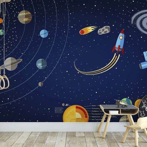 Carta da parati contemporanea - astronaute univers galaxy - MuralConcept - in tessuto non tessuto / panoramica / multicolore
