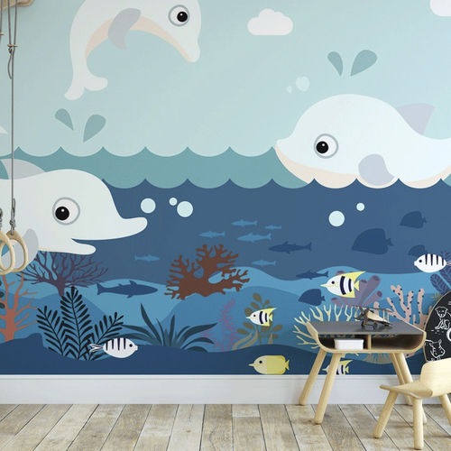 Carta da parati contemporanea - océan dauphin mer - MuralConcept - in tessuto non tessuto / panoramica / con motivo per bambini