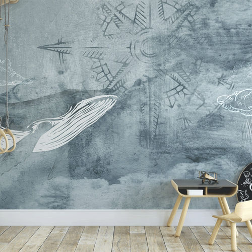 Carta da parati contemporanea - baleine en mer - MuralConcept - in tessuto non tessuto / panoramica / con motivo stampato