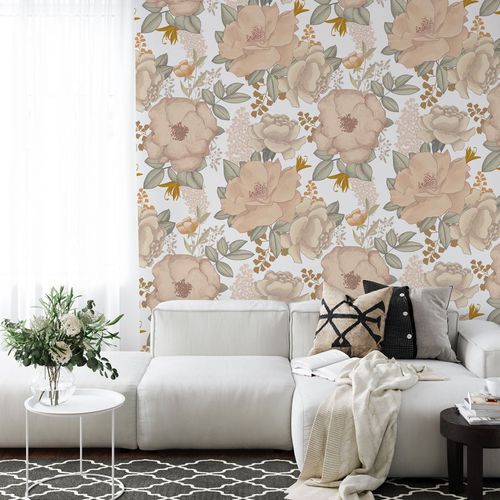 Carta da parati contemporanea - pastel terracotta - MuralConcept - in tessuto non tessuto / con motivi floreali / marrone
