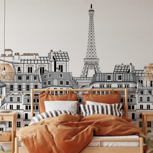 Carta da parati contemporanea - Français les toits Parisiens - MuralConcept - in tessuto non tessuto / panoramica / grigia