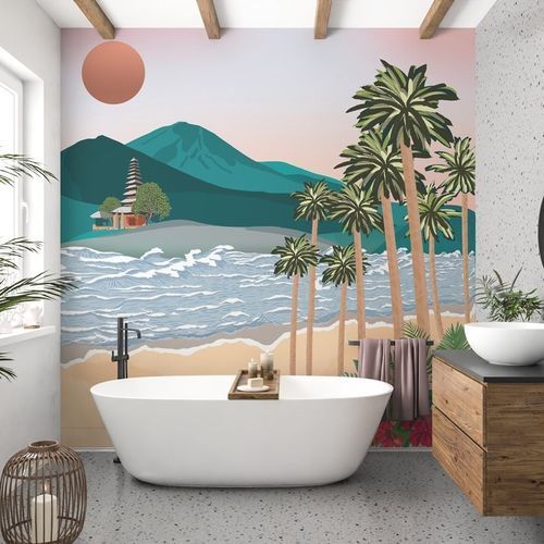 Carta da parati contemporanea - illustration Bali inspiration - MuralConcept - in tessuto non tessuto / panoramica / multicolore