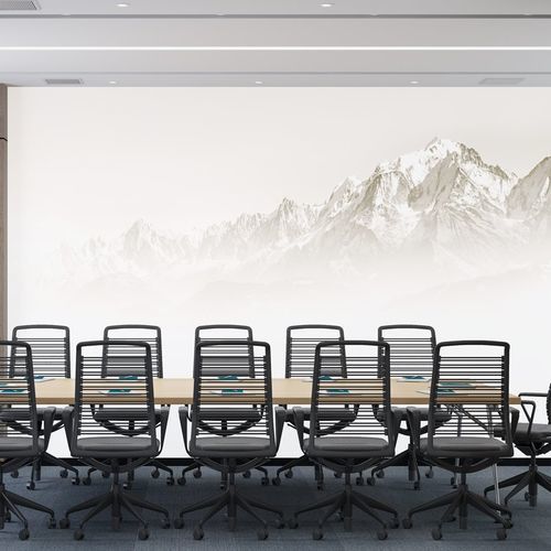 Carta da parati contemporanea - Mont Blanc dans la brume - MuralConcept - in tessuto non tessuto / panoramica / bianca