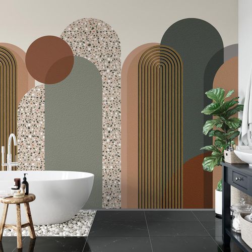 Carta da parati contemporanea - graphique tendance - MuralConcept - in tessuto non tessuto / panoramica / multicolore
