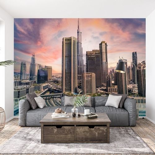 Carta da parati contemporanea - Dubai city sunset - MuralConcept - in tessuto non tessuto / panoramica / multicolore