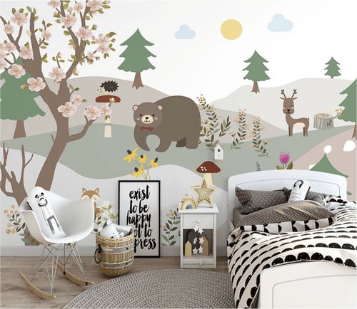 Carta da parati contemporanea - ours forêt - MuralConcept - in tessuto non tessuto / con motivo per bambini / multicolore