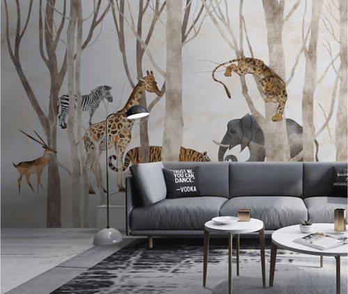Carta da parati contemporanea - jungle & forêt - MuralConcept - in tessuto non tessuto / panoramica / con animali