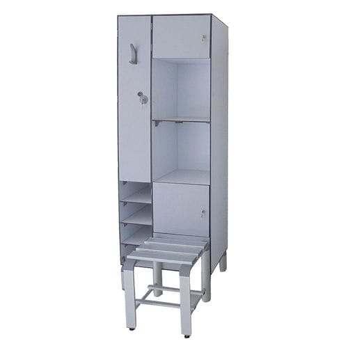 Armadietto spogliatoio con panchina integrata - YOUNG - Omsi srl - in laminato / a chiave / per impianto sportivo