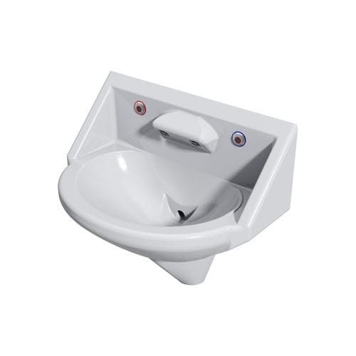 Lavabo sospeso - ALS - Wallgate Ltd - in Solid Surface / a forma di D / 2 fori