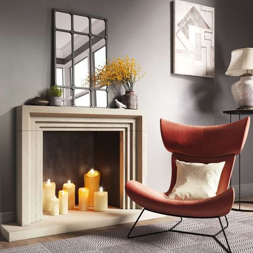 Cornice per camino classica - ADENELLE - Tartaruga Design Inc - in calcestruzzo / beige