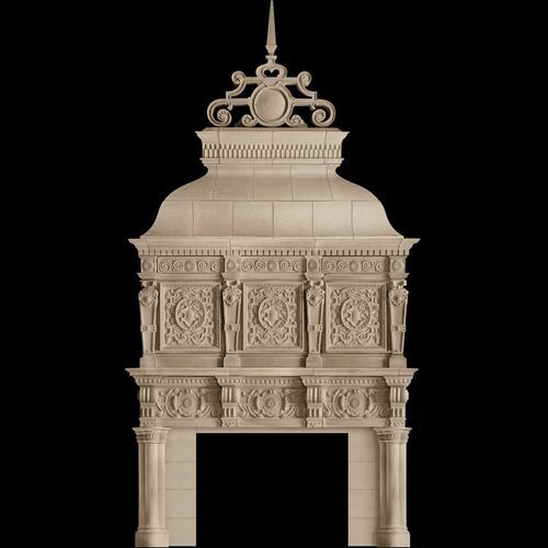 Trumeau per camino classico - DEVON – OVERMANTEL - Tartaruga Design Inc - in pietra / bianco