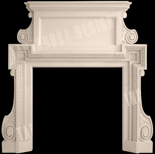 Rivestimento per camini classico - ENGLISH REGENCY – SECONDARY PEDIMENT - Tartaruga Design Inc - in pietra / bianco