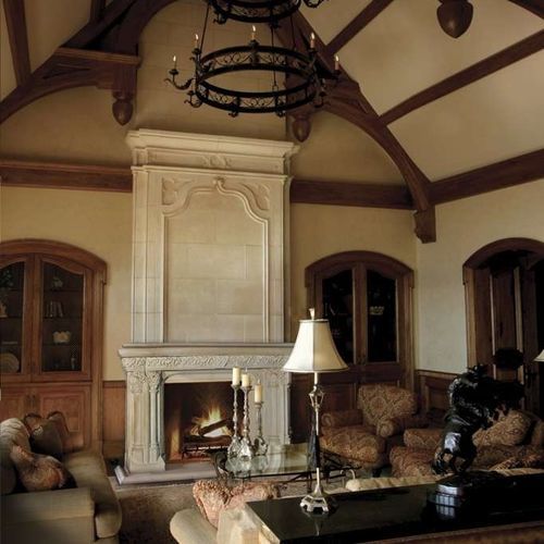 Trumeau per camino classico - FRENCH GOTHIC – OVERMANTEL - Tartaruga Design Inc - in pietra / bianco