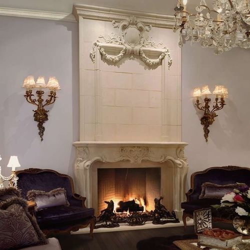 Trumeau per camino Luigi XV - GRAND ROCOCO – OVERMANTEL - Tartaruga Design Inc - in pietra / bianco