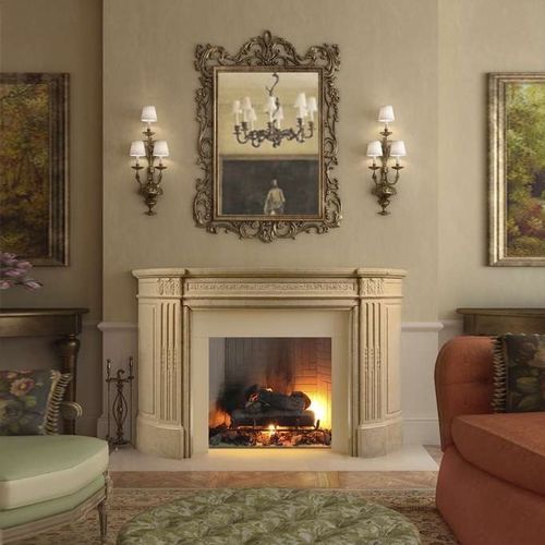 Cornice per camino Luigi XVI - REGENCY  - Tartaruga Design Inc - in pietra / bianca