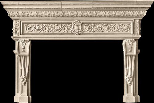 Cornice per camino contemporanea - RENAISSANCE  - Tartaruga Design Inc - in pietra / bianca