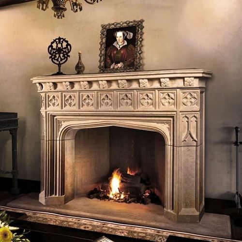 Cornice per camino classica - TROWBRIDGE  - Tartaruga Design Inc - in pietra / bianca