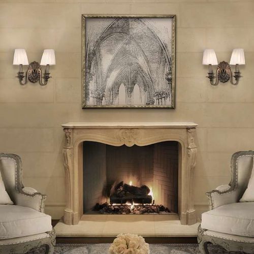 Cornice per camino in stile Luigi XV - VERSAILLES  - Tartaruga Design Inc - in pietra / bianca