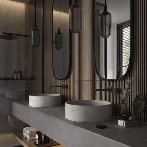 Lavabo da appoggio - Tartaruga Design Inc - in calcestruzzo / rotondo / senza foro